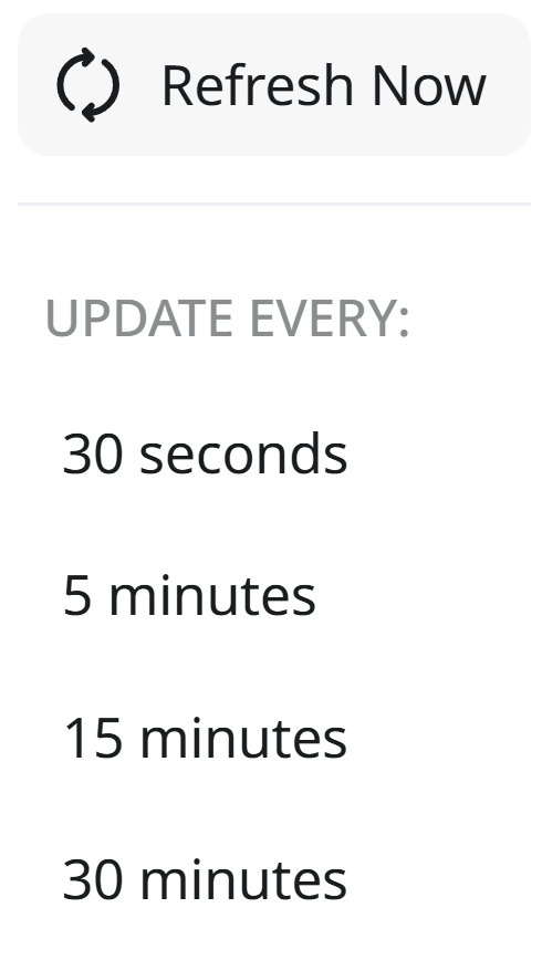 Screenshot of auto-refresh menu