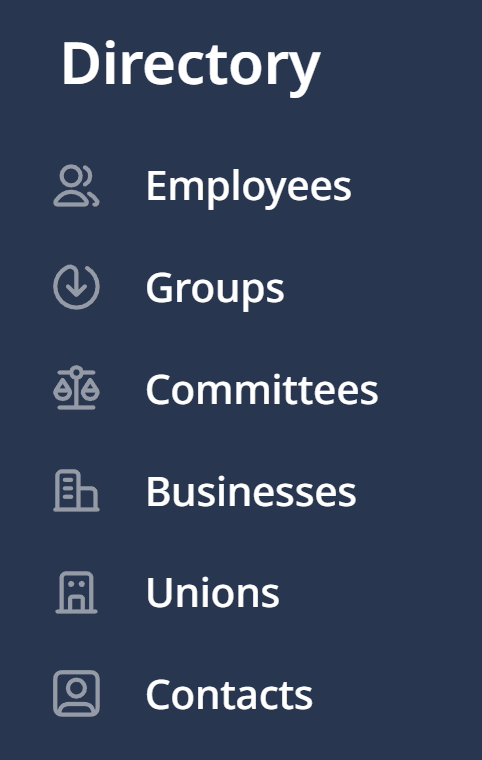 Screenshot of directory section