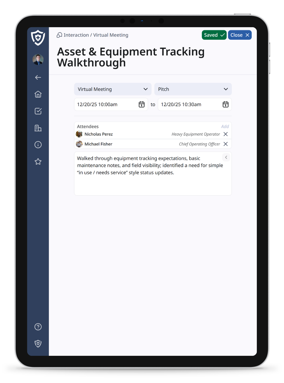 Screenshot of toolbox talk page on mobile device