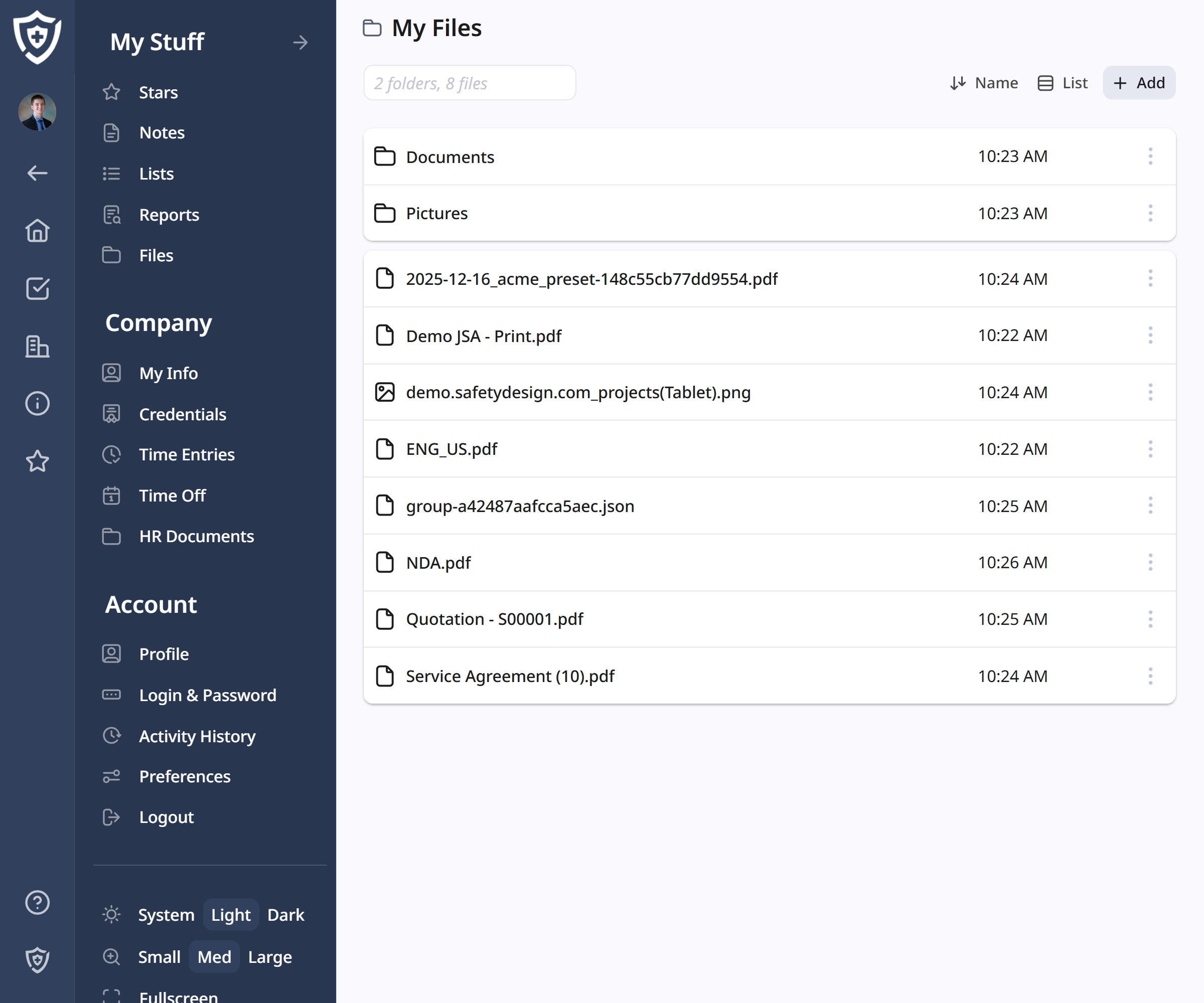 Screenshot of personal drive